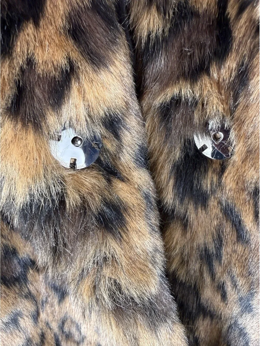 NWOT Tahari Leopard Print Faux Fur Collared Coat Lined Pockets Size XS